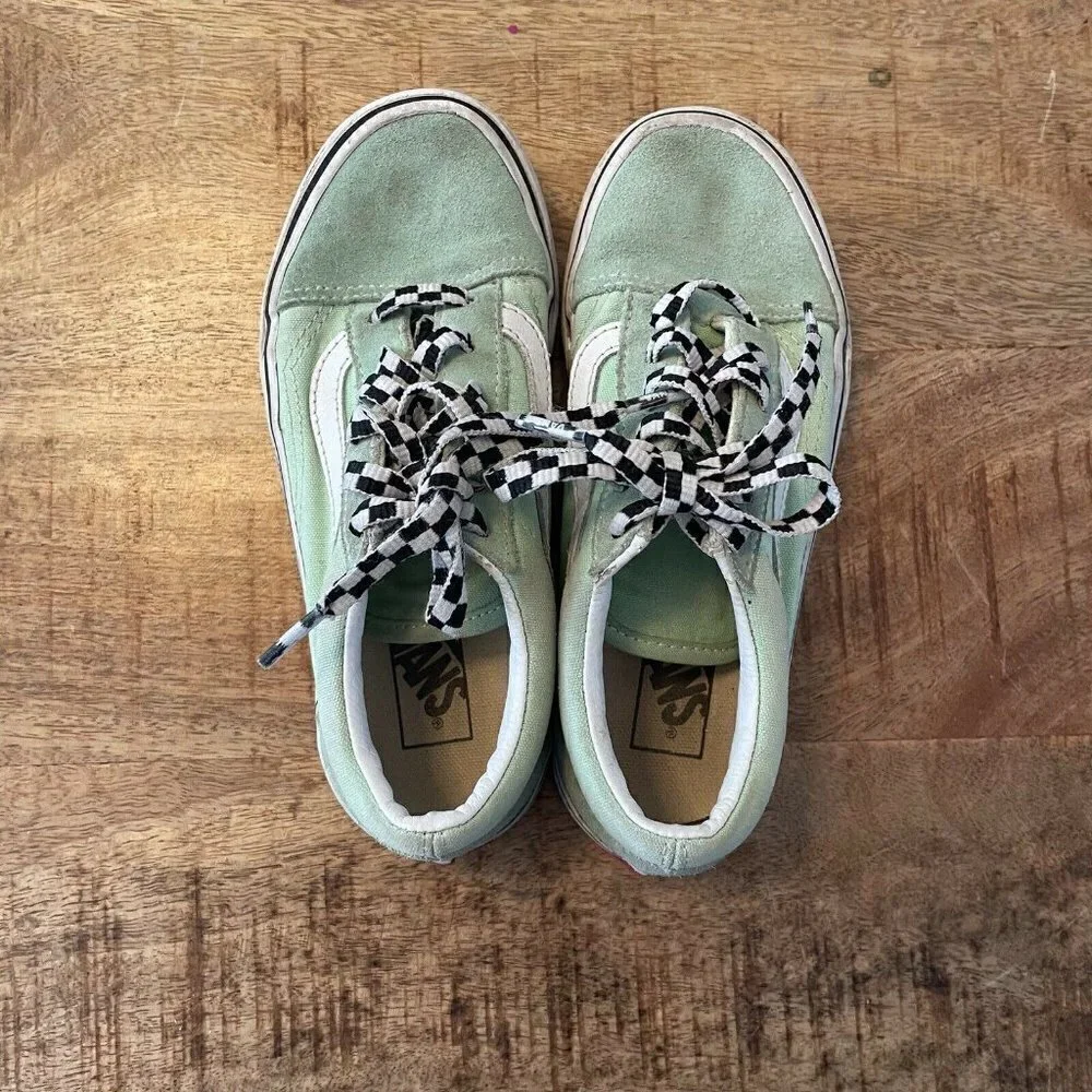 Vans Old Skool Green White Suede/Canvas Sneakers 1